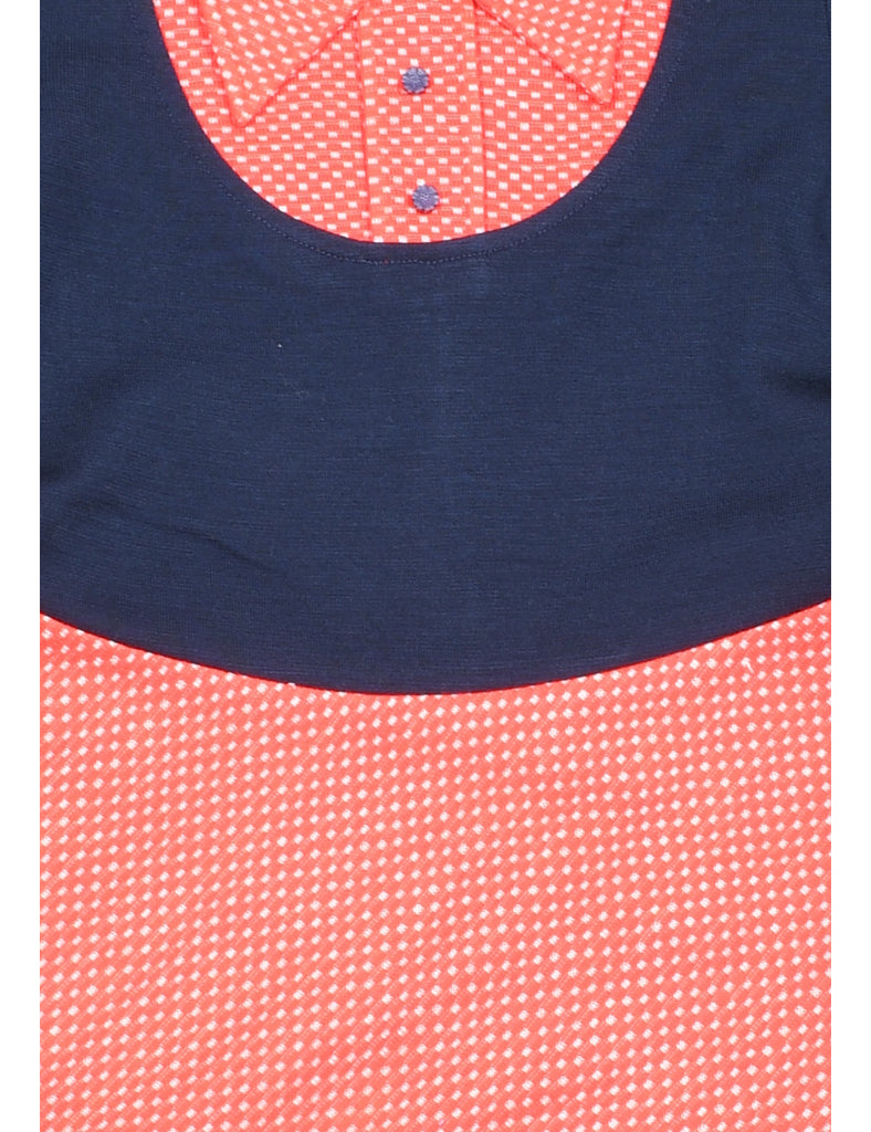 Navy & Red Long Sleeved Dress - 2-3 YEARS