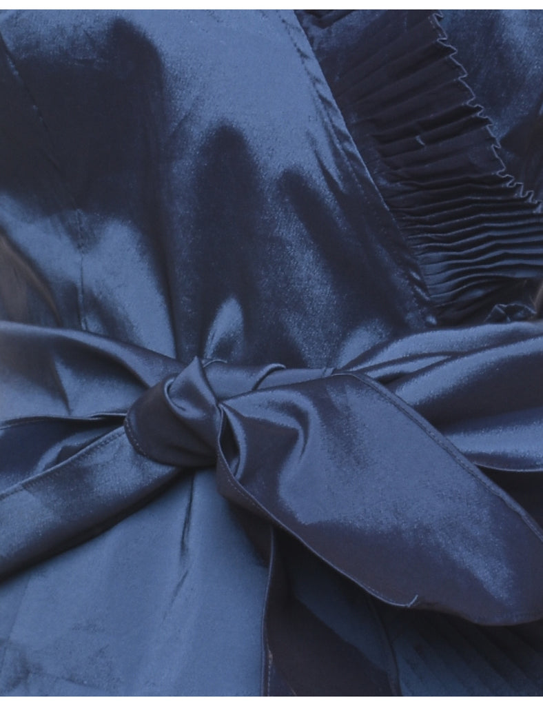 Navy Sheer Sleeved Bow Detail Evening Jacket  - S