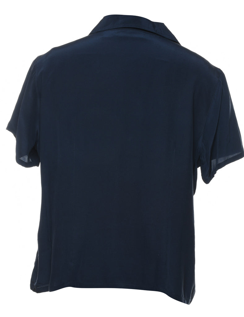 Navy Silk Blouse - XL