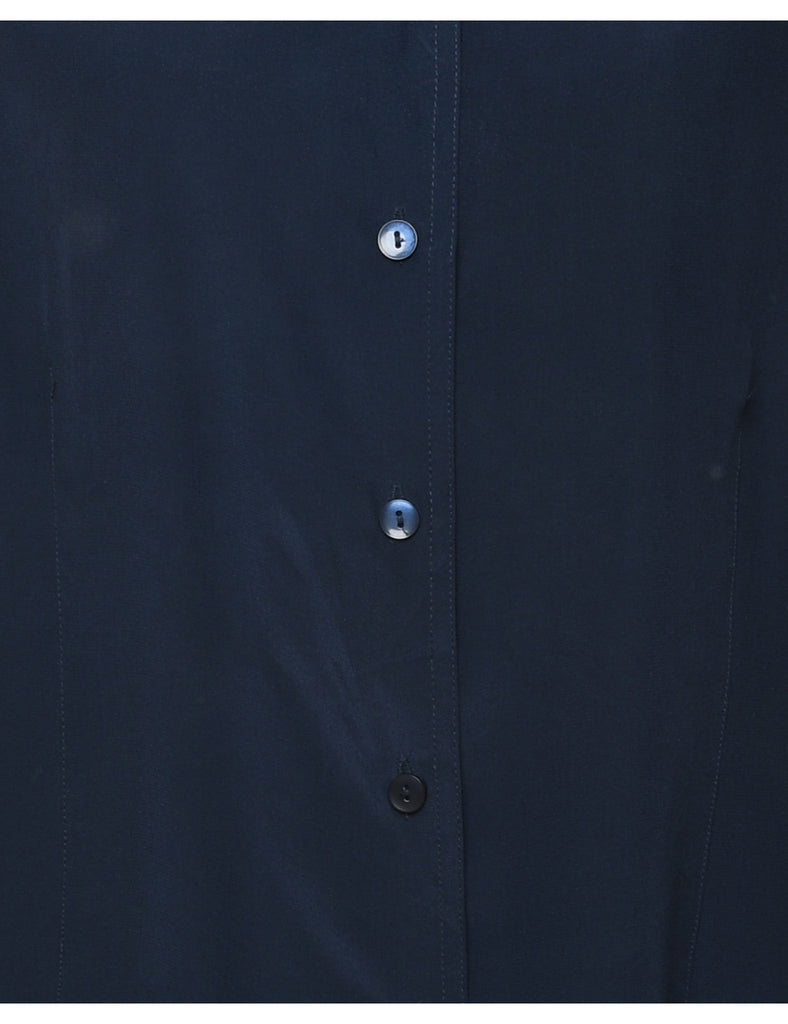 Navy Silk Blouse - XL