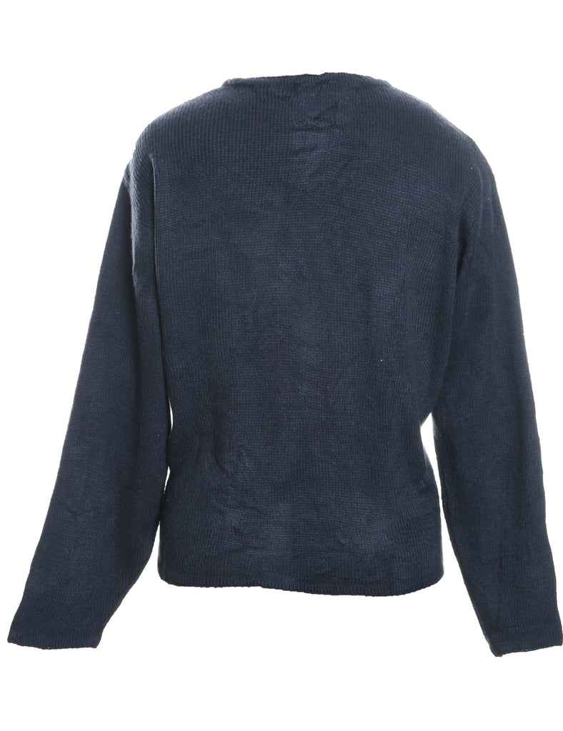 Navy Snowman Design Christmas Cardigan - M