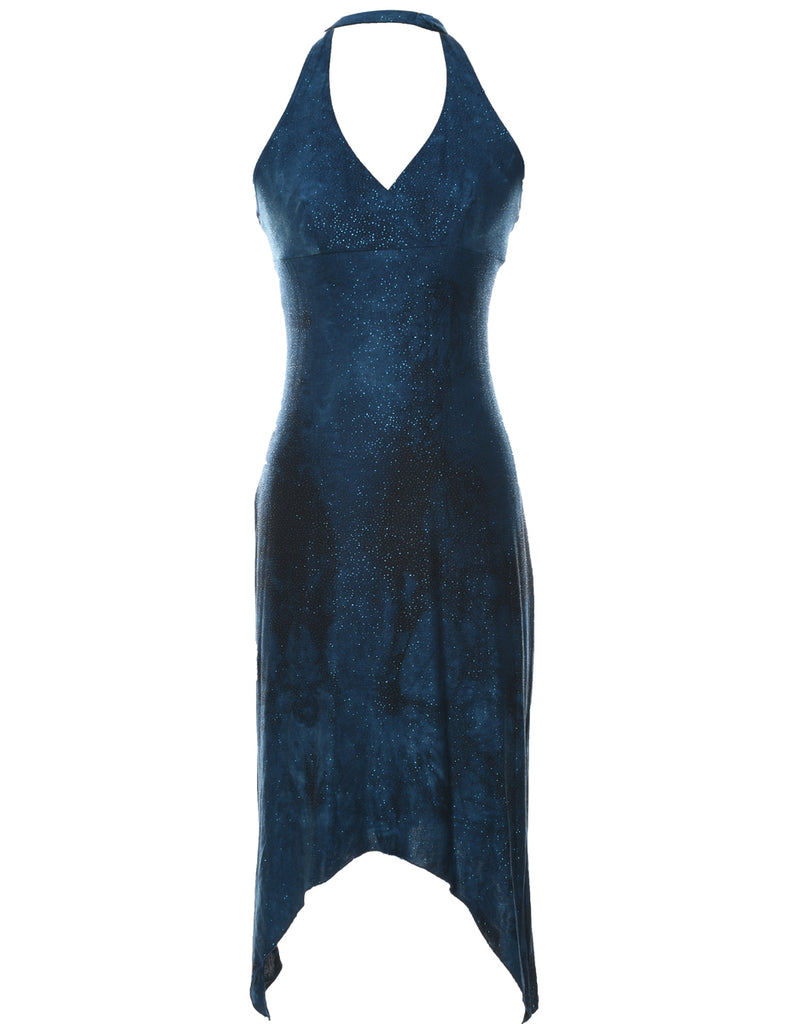 Navy Sparkly Y2K Evening Dress - S