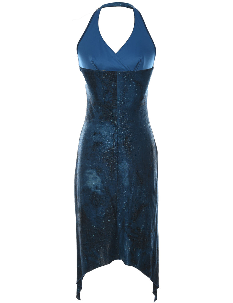 Navy Sparkly Y2K Evening Dress - S