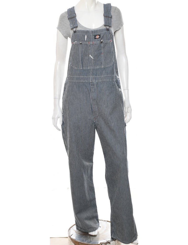 Navy & White Striped Dickies Classic Dungarees - W36 L30