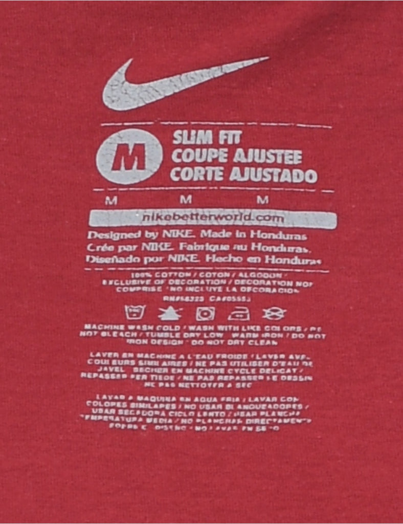 Nike Black & Maroon Printed T-shirt - M