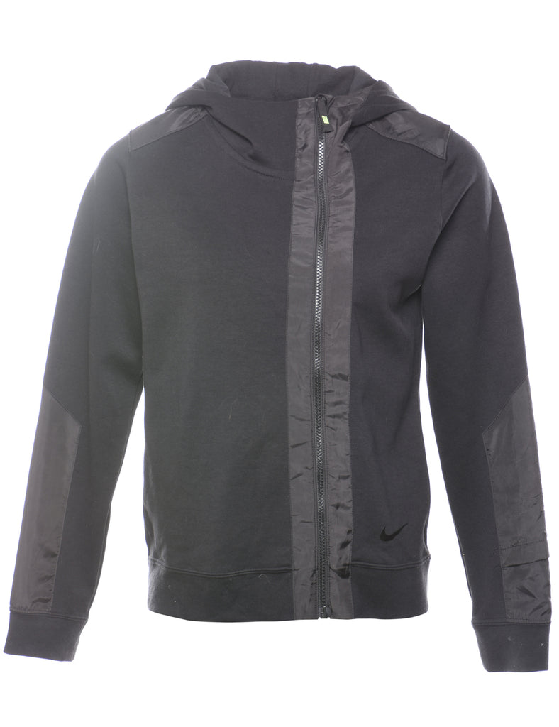 Nike Hooded Black Classic Zip-Detail Sweatshirt - S