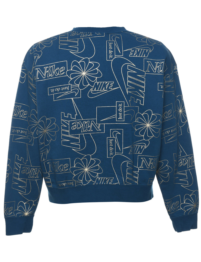 Nike Navy & Gold Printed Sweatshirt  - M