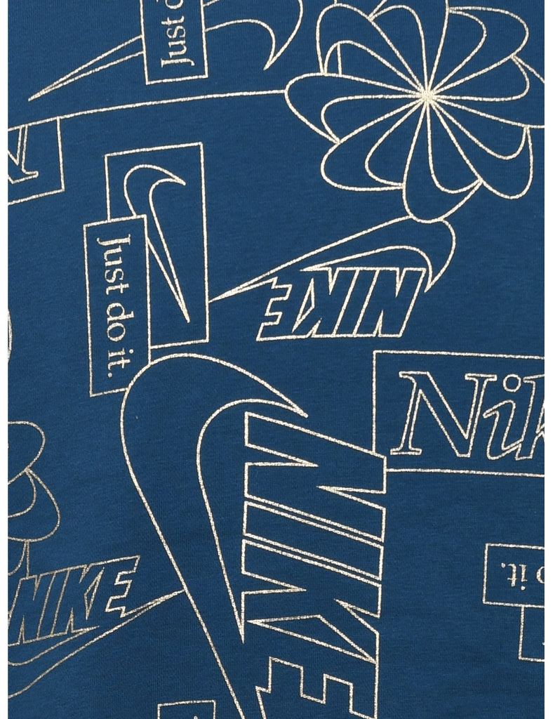 Nike Navy & Gold Printed Sweatshirt  - M