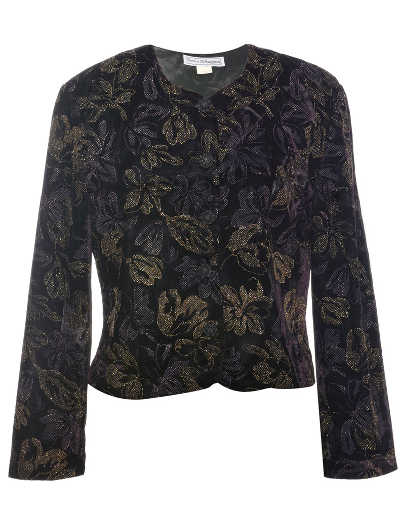 Norton Mc Naughton Floral Metallic 1980s Evening Jacket - M