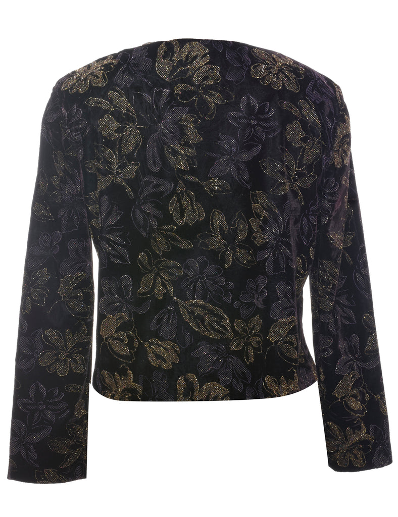 Norton Mc Naughton Floral Metallic 1980s Evening Jacket - M