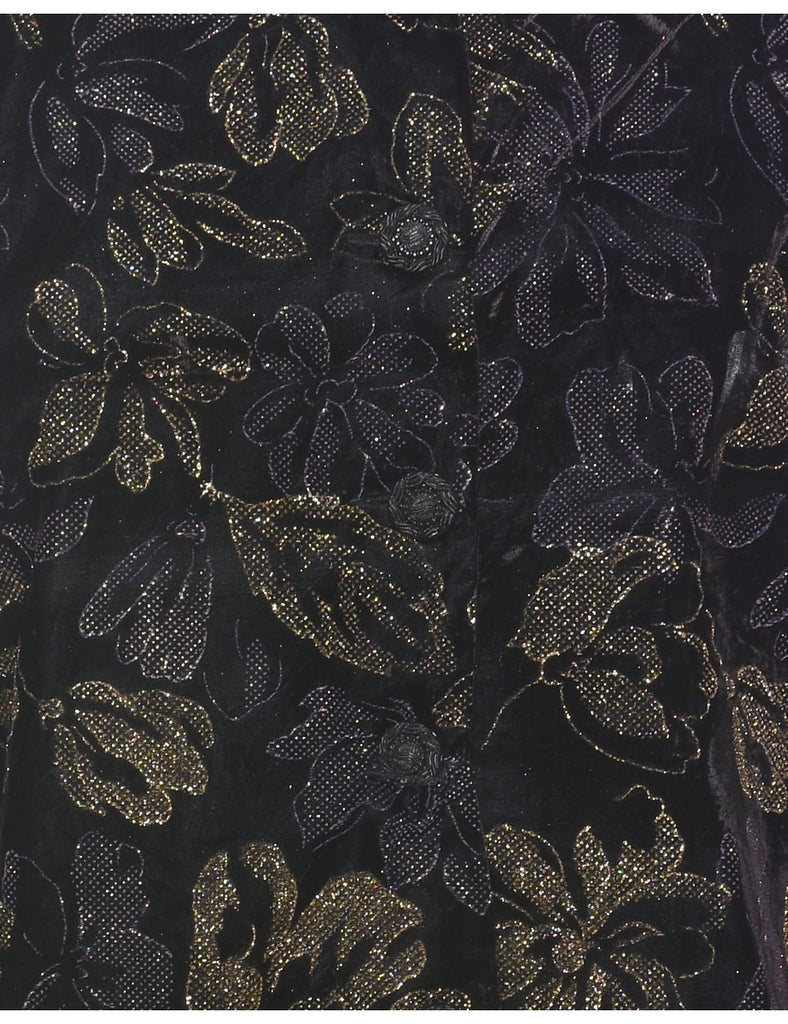 Norton Mc Naughton Floral Metallic 1980s Evening Jacket - M