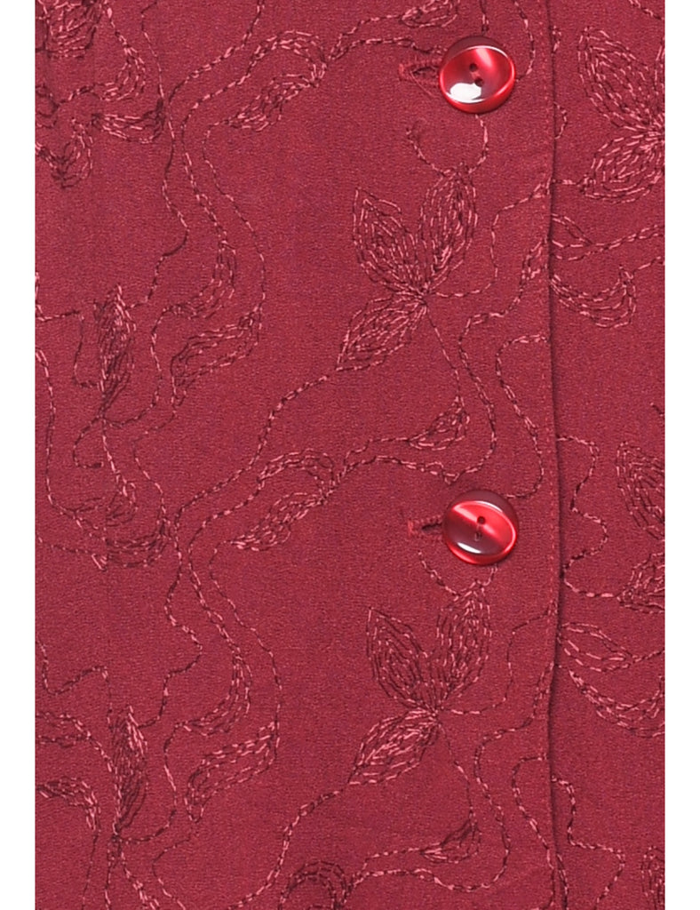 Norton Mc Naughton Plum Short-Sleeve Embroidered Blouse - L