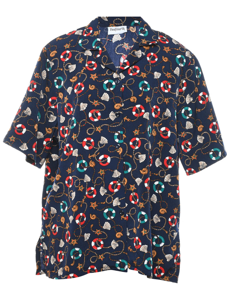 Novelty Print  Blouse - XL