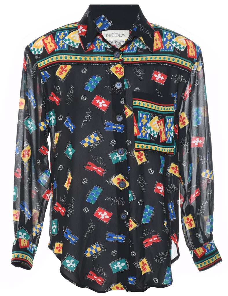 Novelty Print  Blouse - M