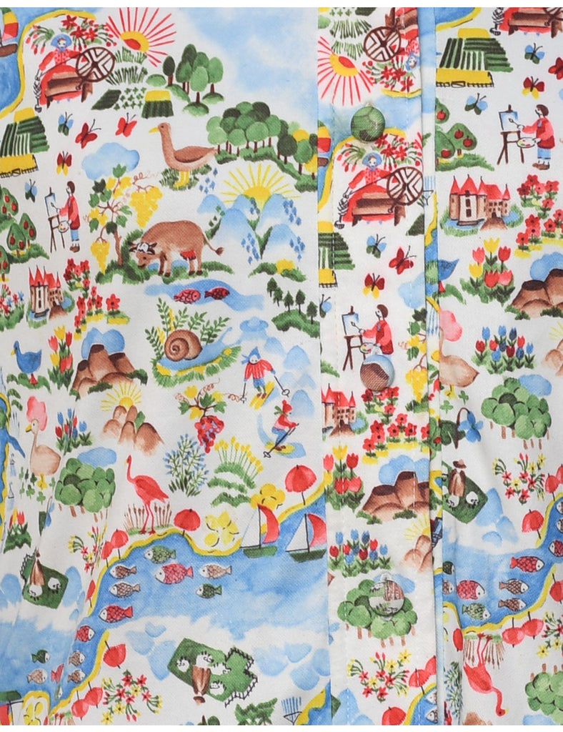 Novelty Print  Blouse - M