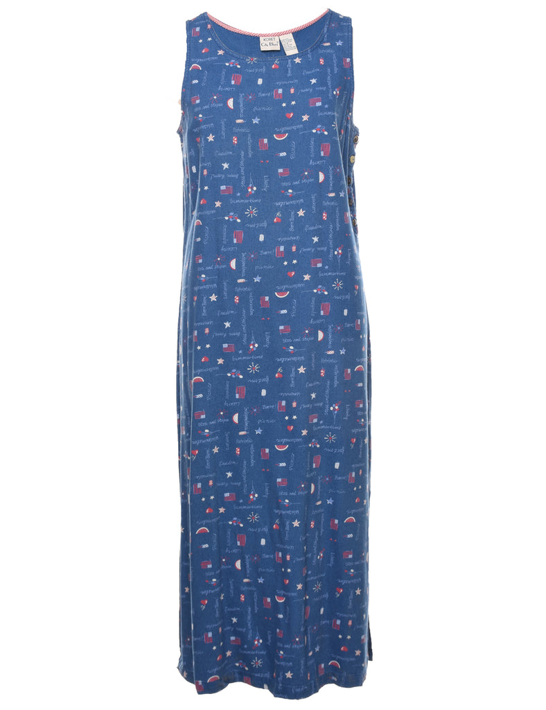 Novelty Print Denim Dress - L