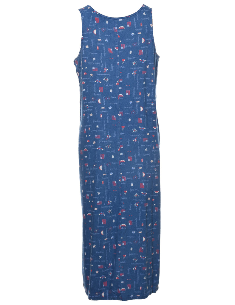Novelty Print Denim Dress - L