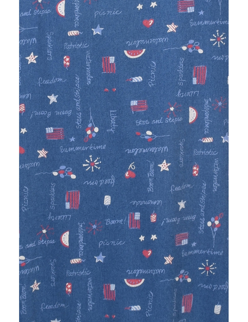 Novelty Print Denim Dress - L