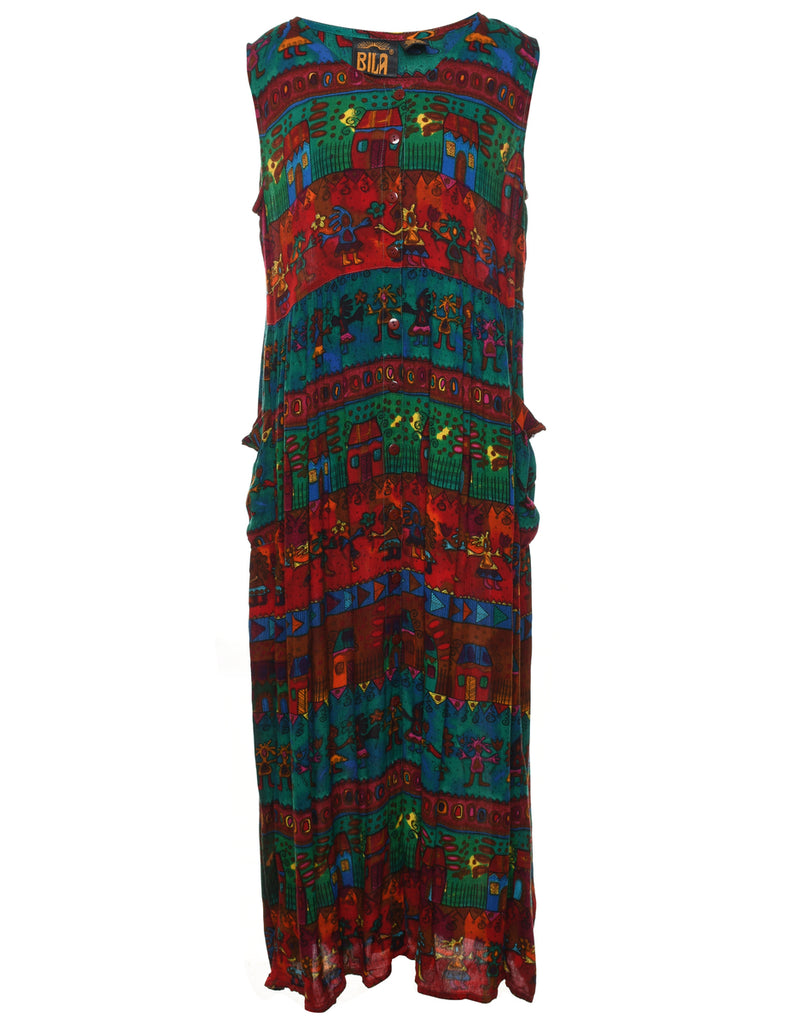 Novelty Print Maxi Dress - M