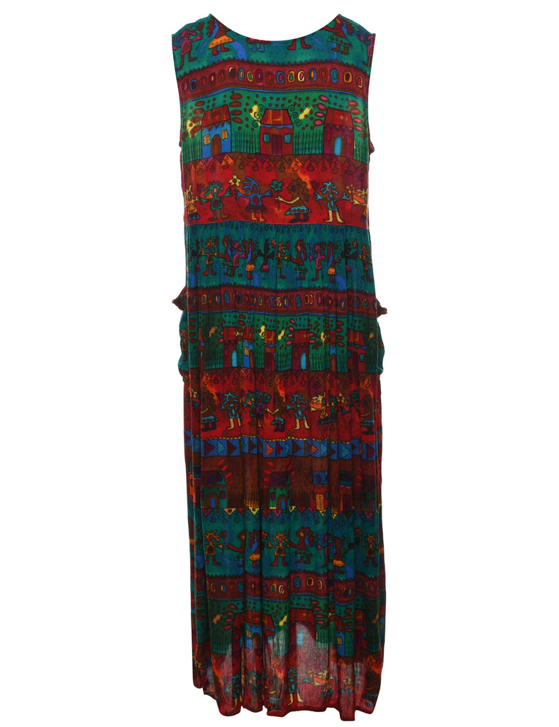 Novelty Print Maxi Dress - M