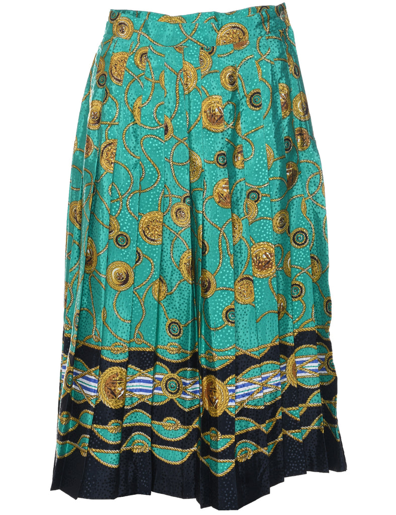 Novelty Print Pleated Skirt - M