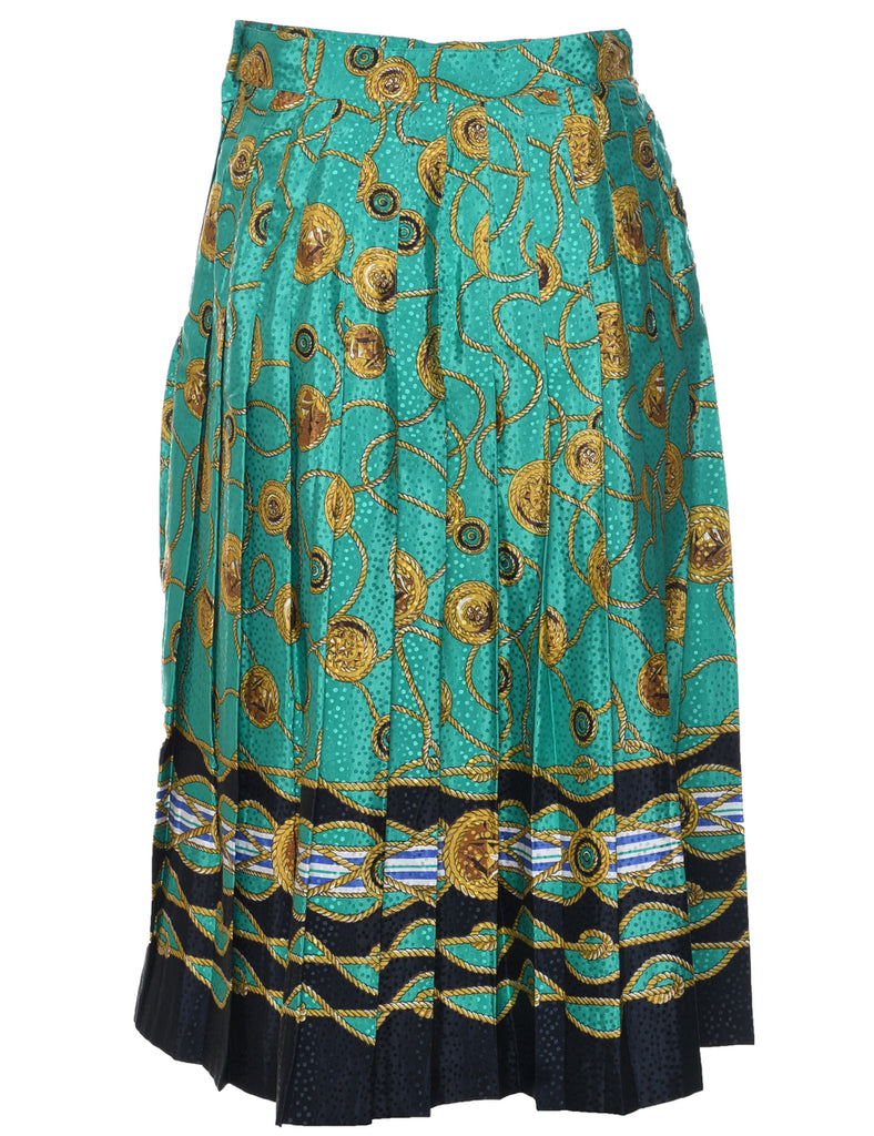 Novelty Print Pleated Skirt - M