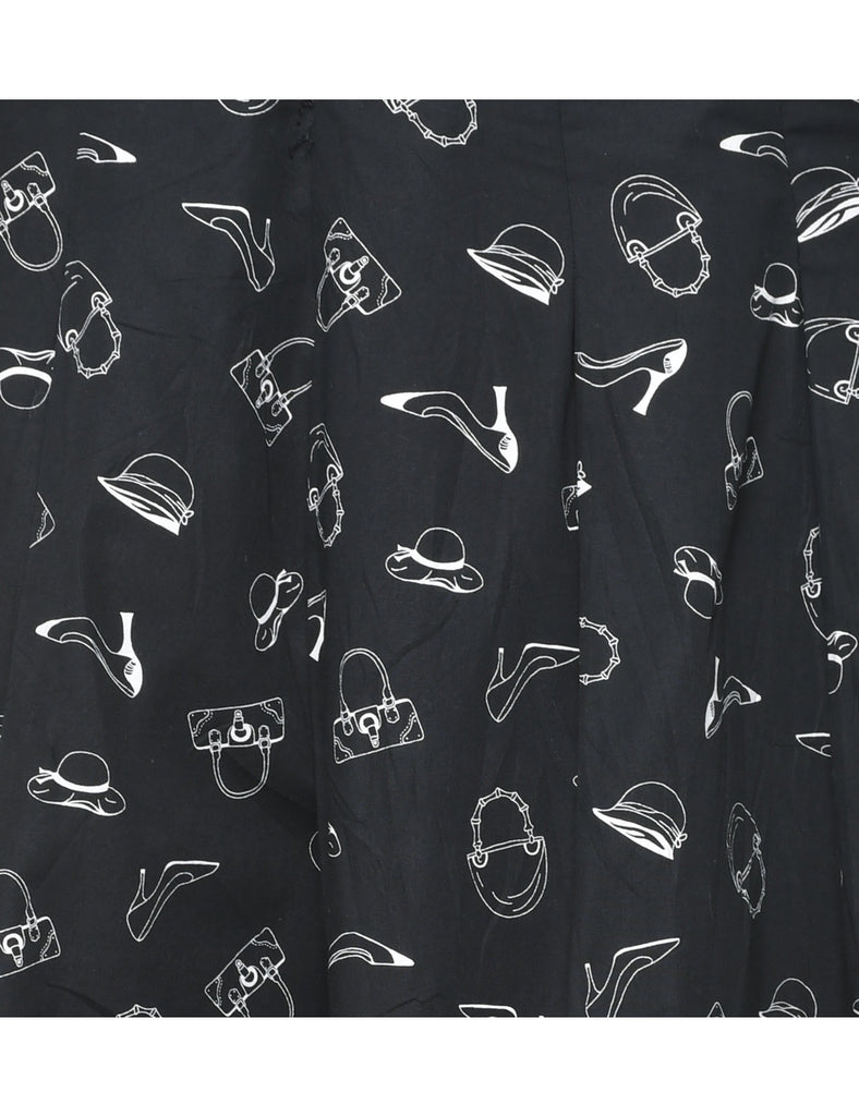 Novelty Print Pleated Skirt - S