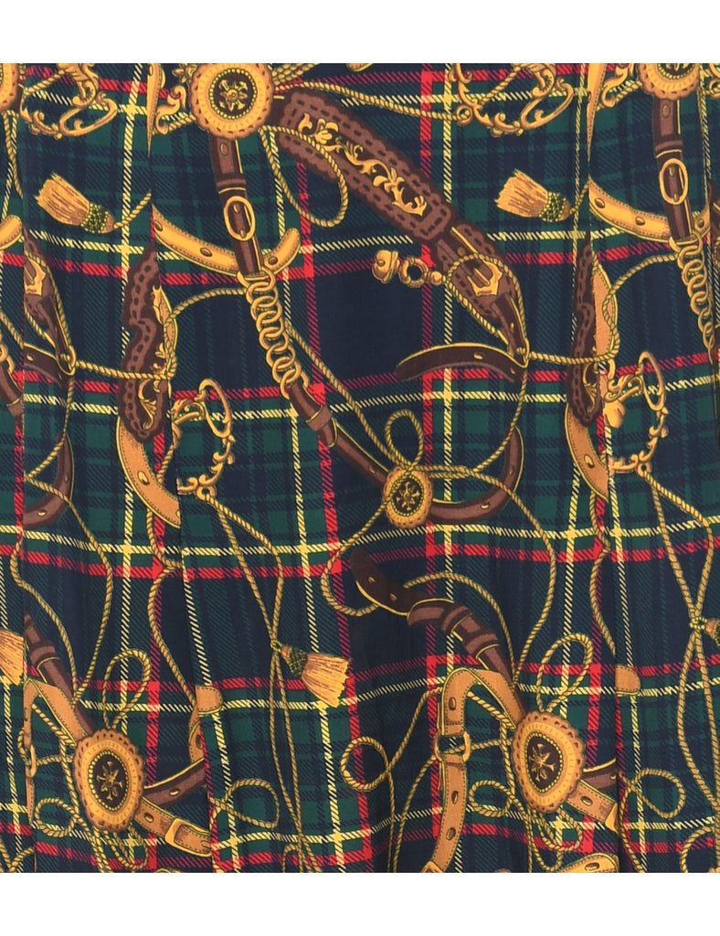 Novelty Print Pleated Skirt - M