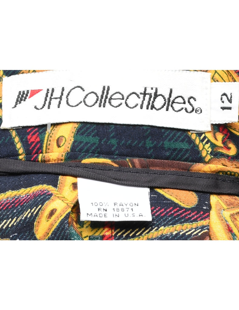 Novelty Print Pleated Skirt - M