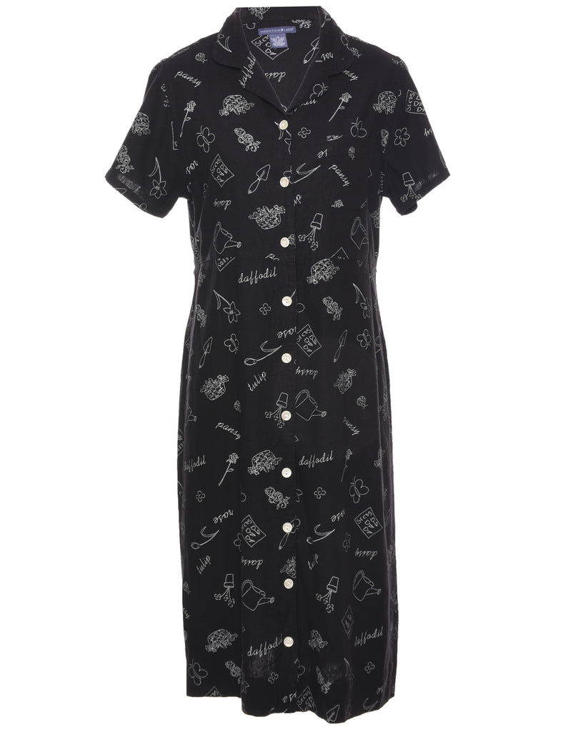 Novelty Print Shirt Dress - M