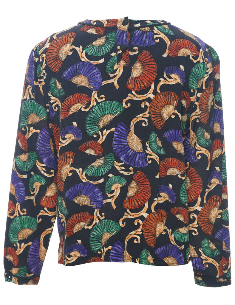 Novelty Print  Silk Top - L