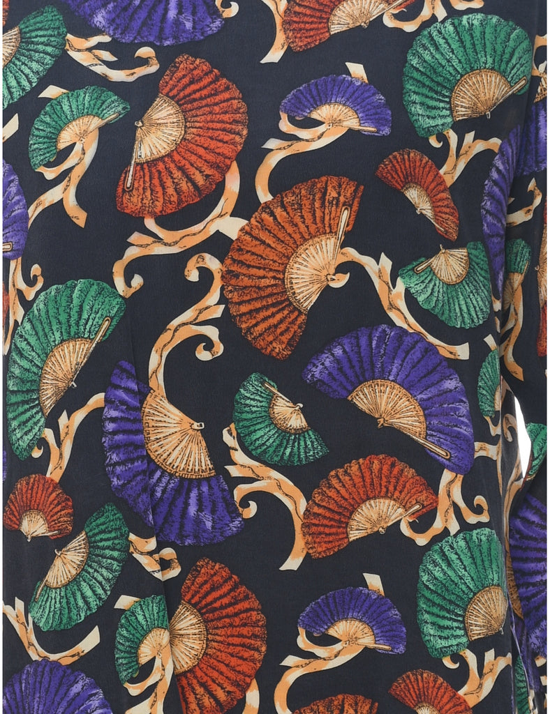 Novelty Print  Silk Top - L