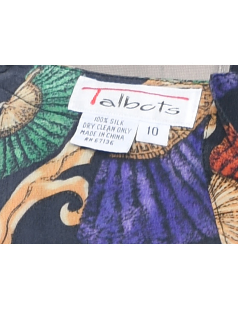 Novelty Print  Silk Top - L