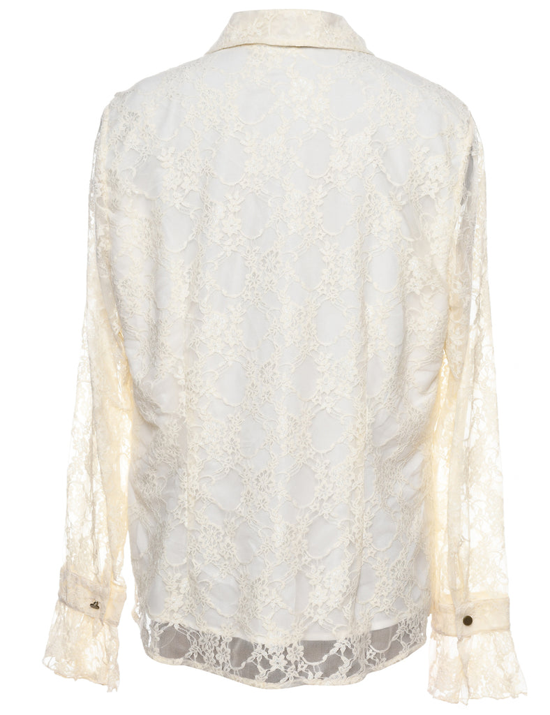 Off-White Floral Lace Evening Shirt - L
