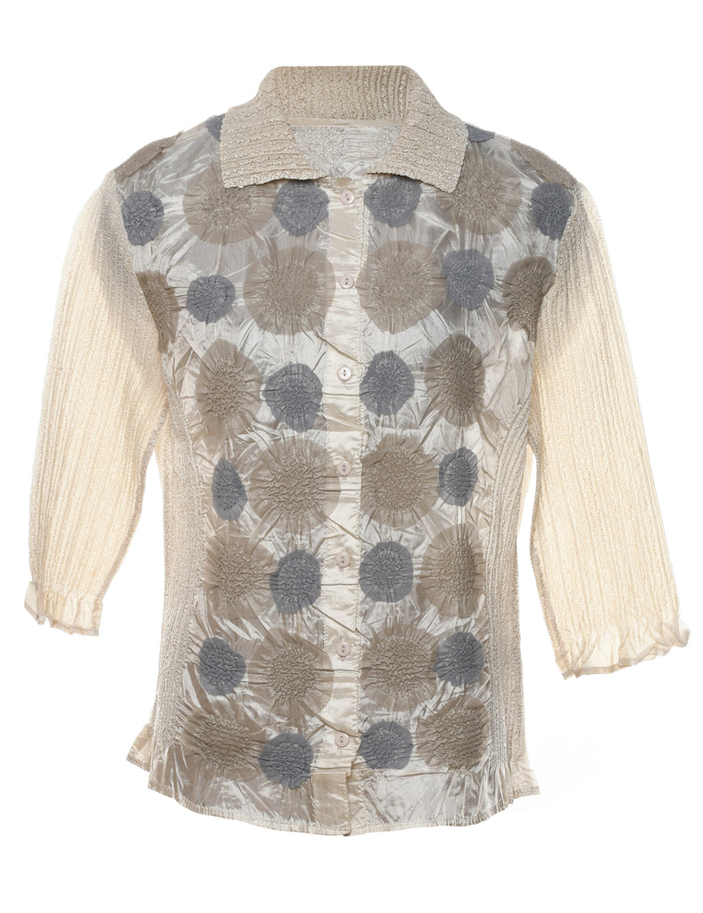 Off-White & Grey Patterned Semi-Sheer Shirt - XL