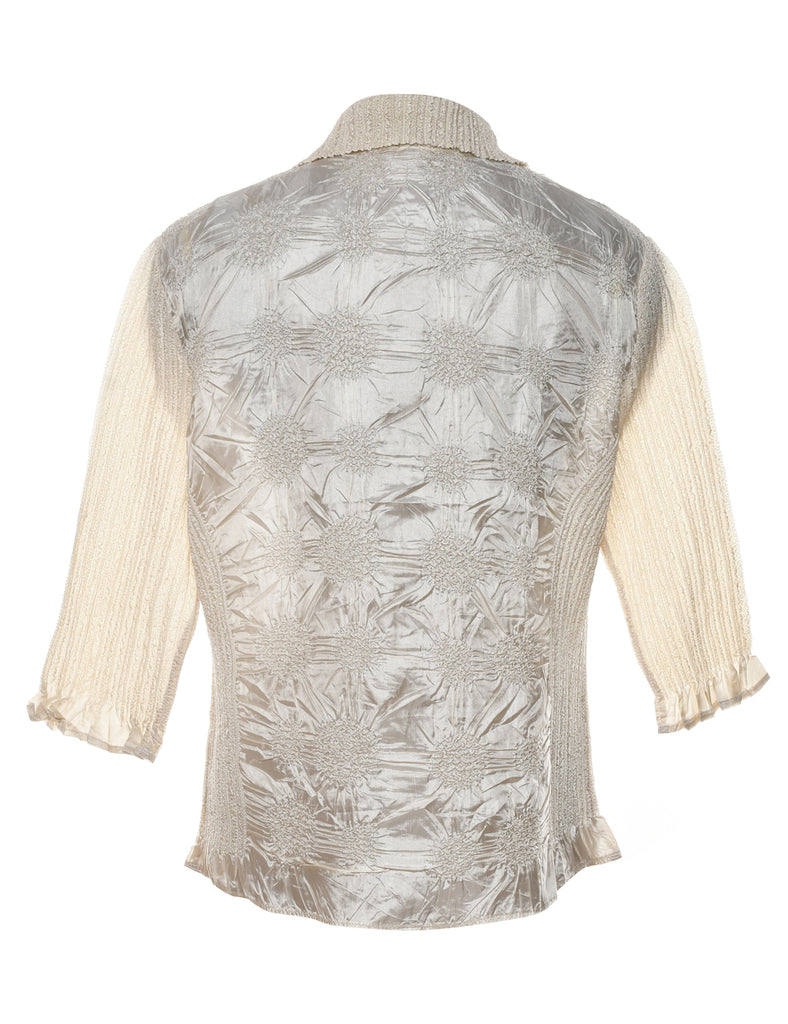Off-White & Grey Patterned Semi-Sheer Shirt - XL