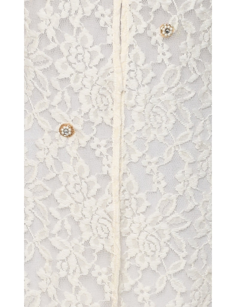 Off White Lace Extra Long Jacket - S