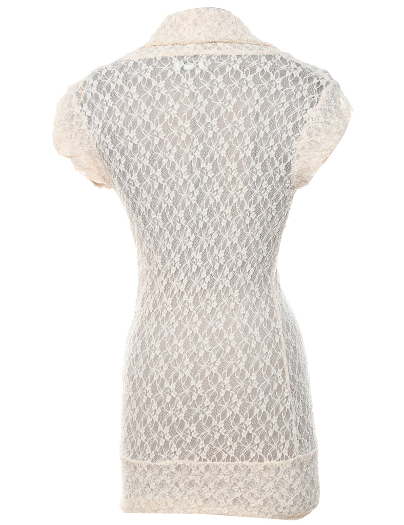 Off-White Lace Sheer Top - XS