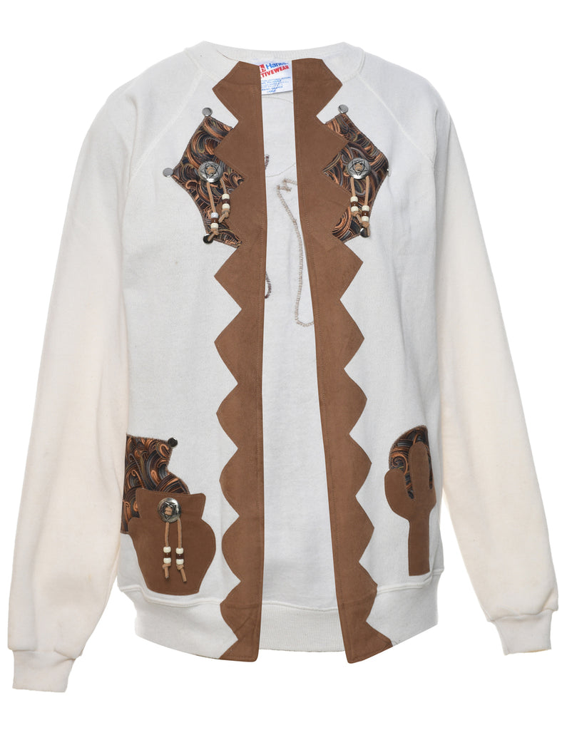 Off White Printed Sweatshirt - L