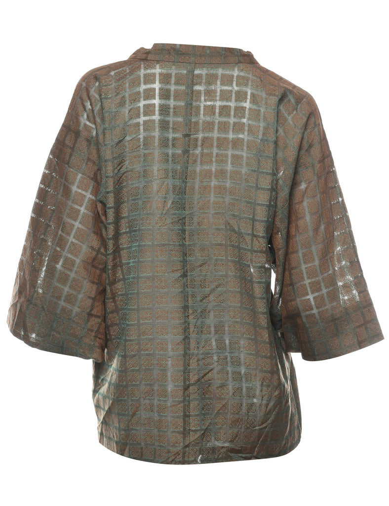 Olive Green Cropped Kimono - M