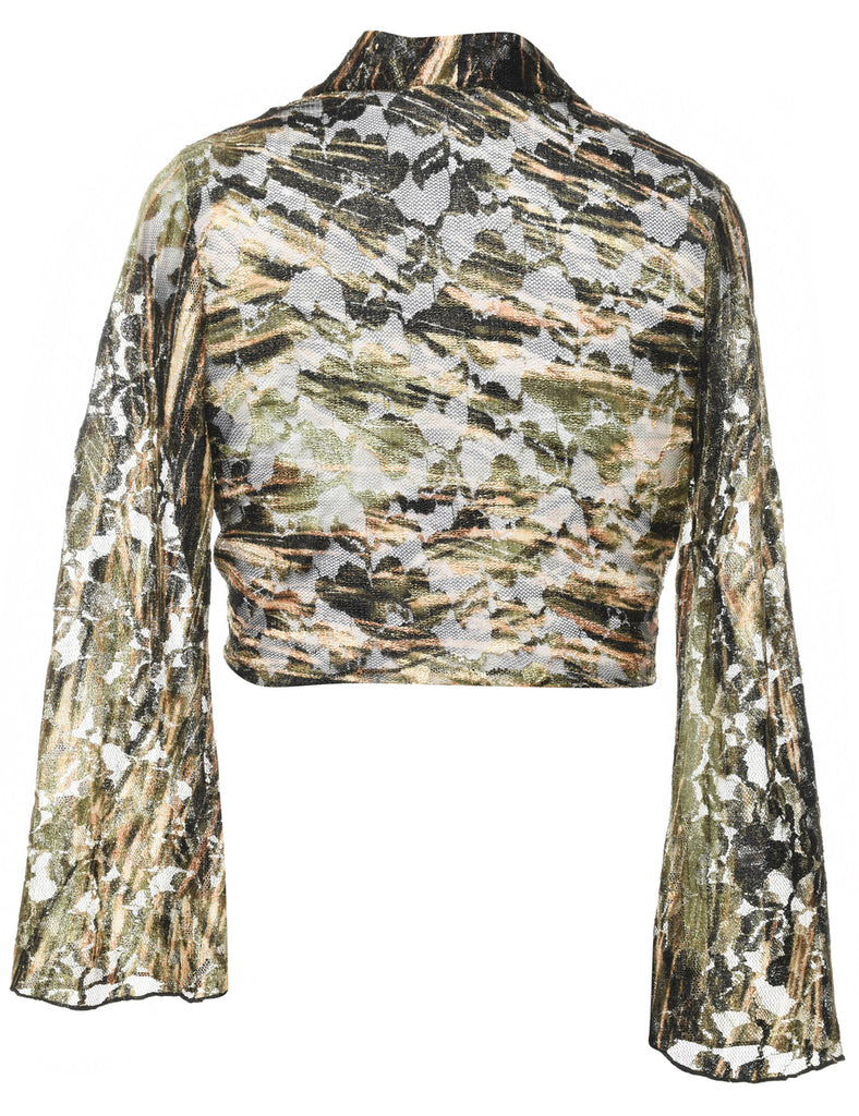 Olive Green Lace Blouse - M