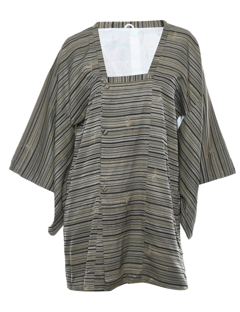 Olive Green Midi Length Kimono - L