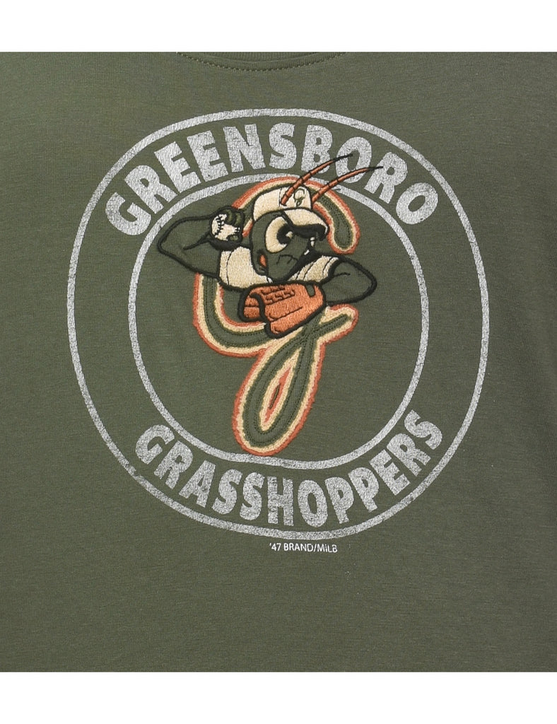 Olive Green Printed Grashoppers T-shirt - M
