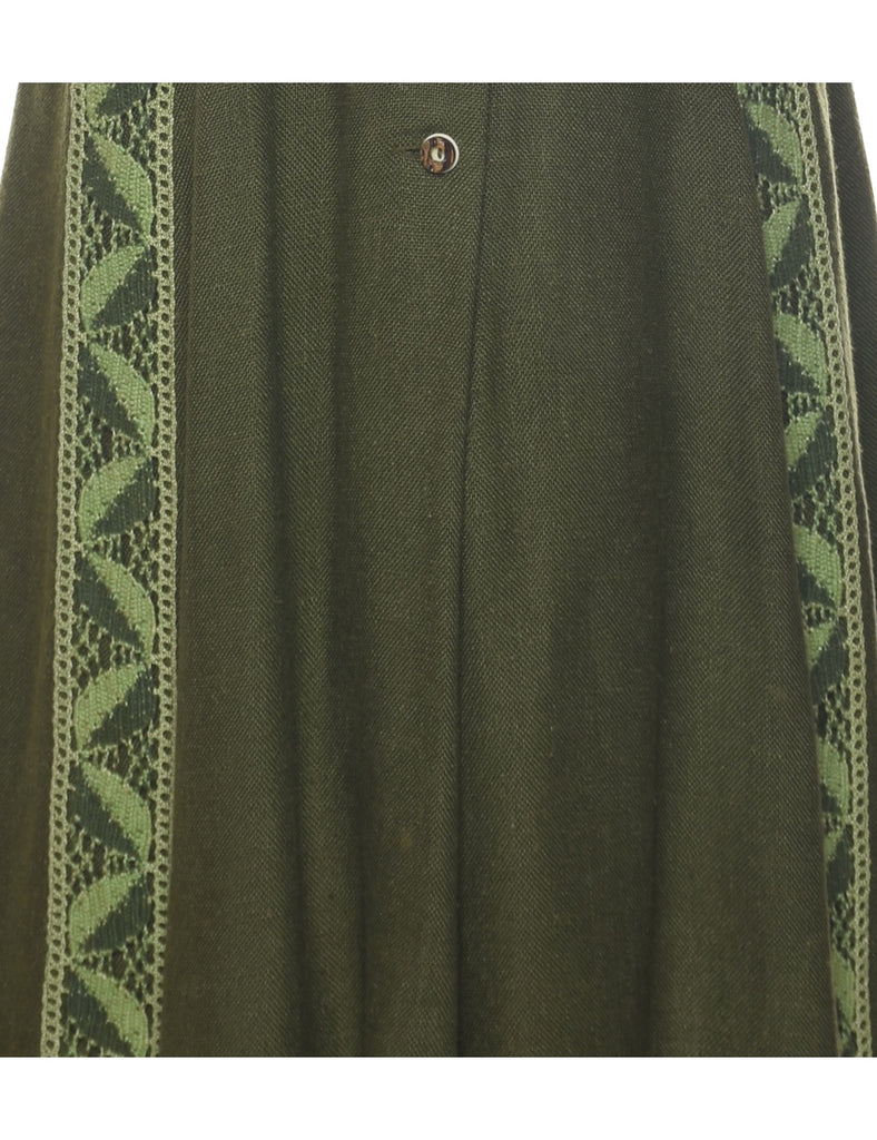 Olive Green Shirt Dress - M