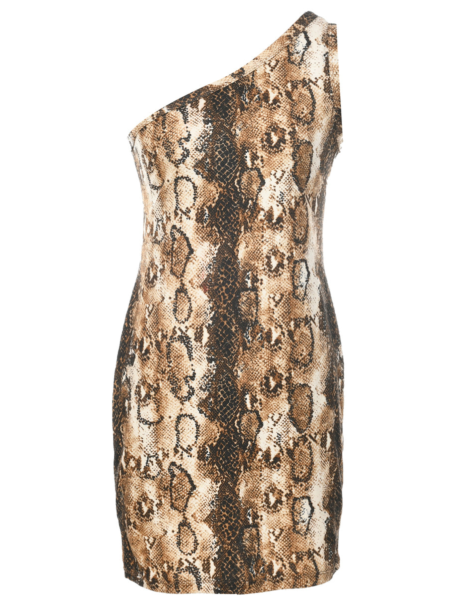 one shoulder snakeskin dress Forever 21 One Shoulder Snakeskin L Dresses, Black Knee Lenght Dress