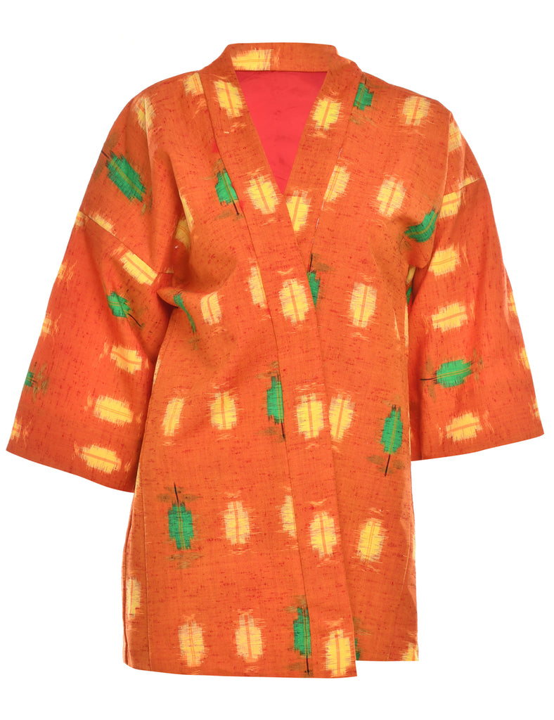 Orange Cropped Kimono - L