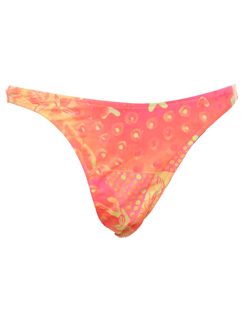 Orange, Pink & Yellow Patterned Bikini Bottoms - M