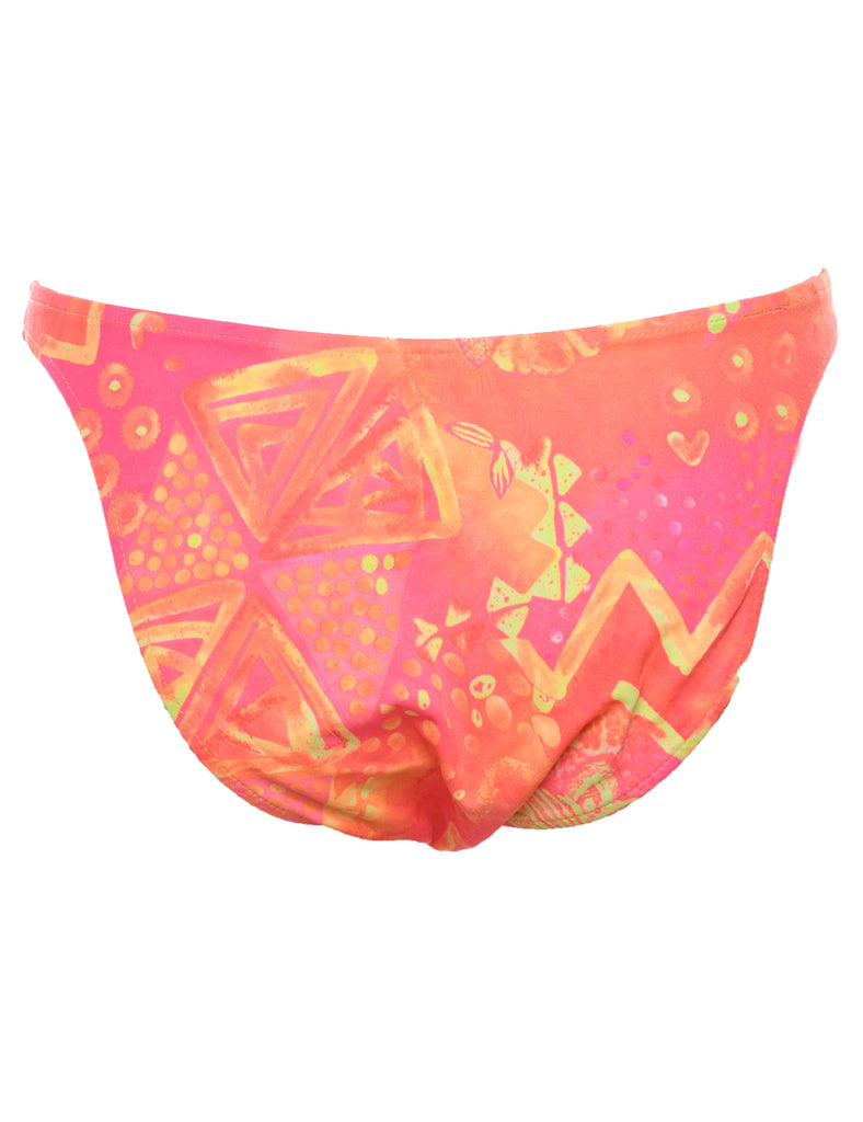 Orange, Pink & Yellow Patterned Bikini Bottoms - M