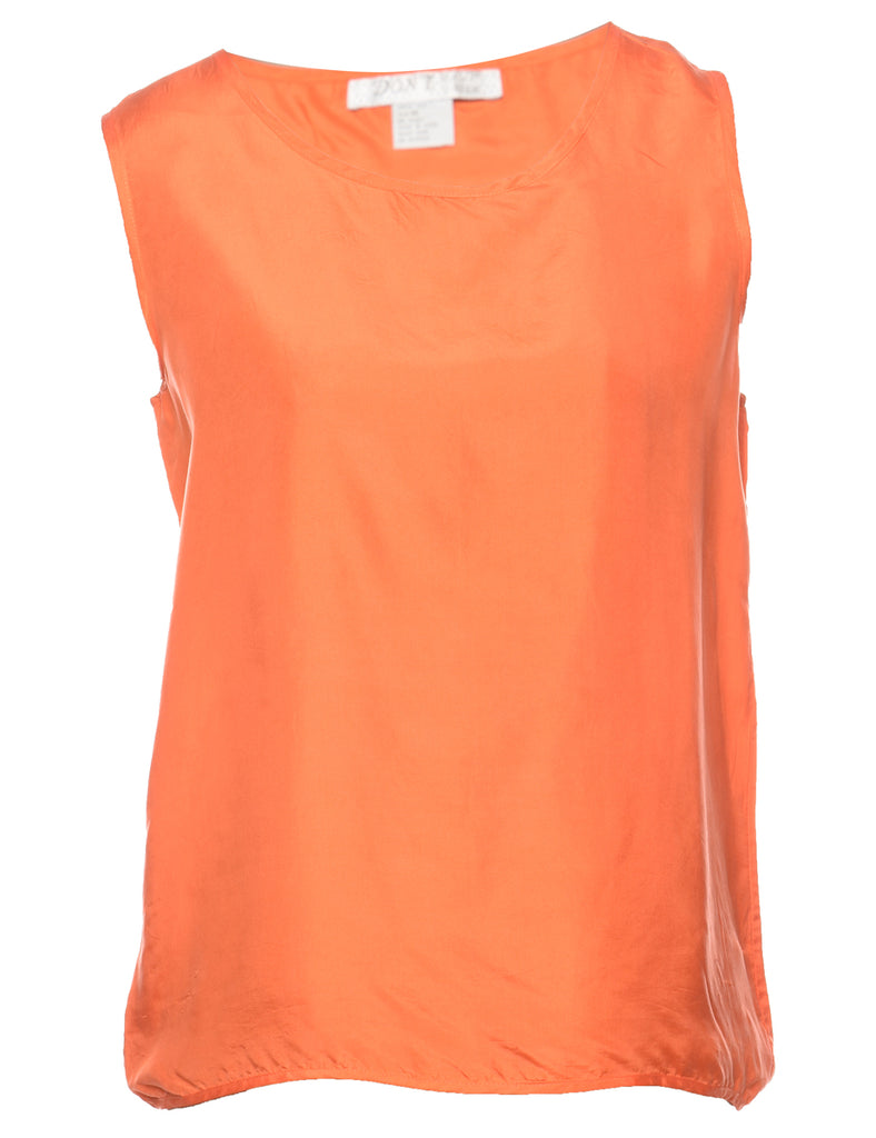 Orange Sleeveless 100% Silk Top - M