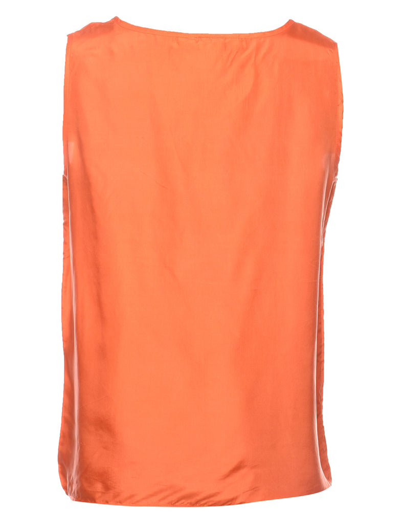 Orange Sleeveless 100% Silk Top - M